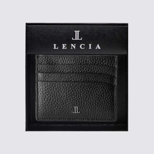 Lencia RFID Protected Floater DD Pattern Leather Card Holder LMWC-16668FDD-BLK With Box