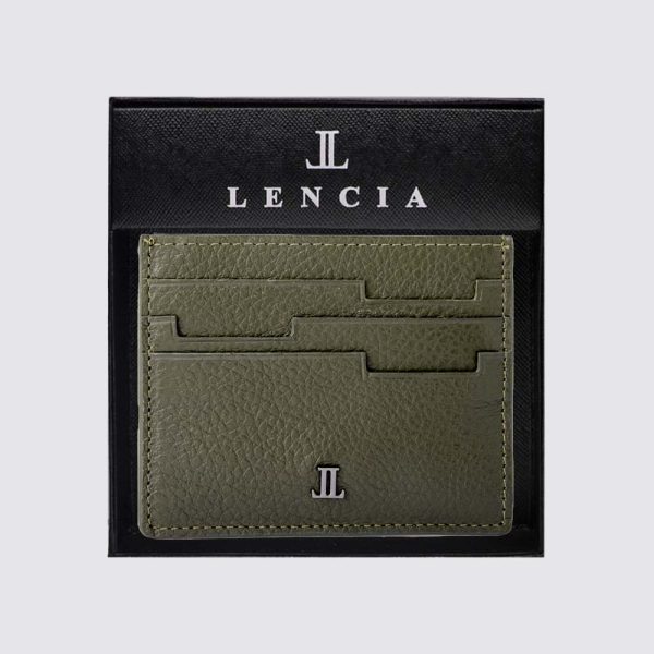 Lencia RFID Protected Floater DD Pattern Leather Card Holder LMWC-16669FDD-GRN With Box