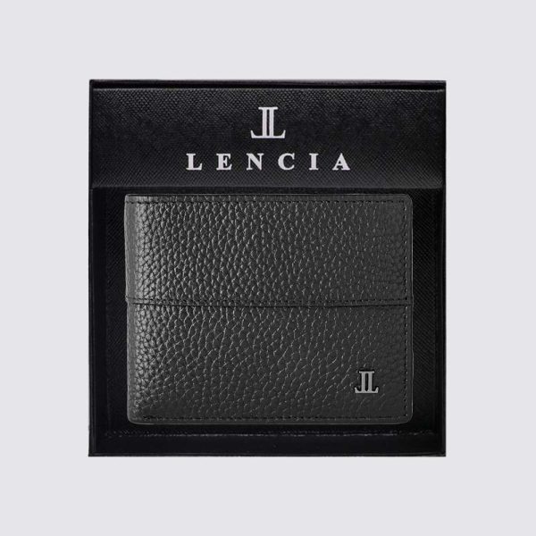 Lencia RFID Protected Floater DD Pattern Men Leather Wallet LMW-16665FDD-BLK With Box
