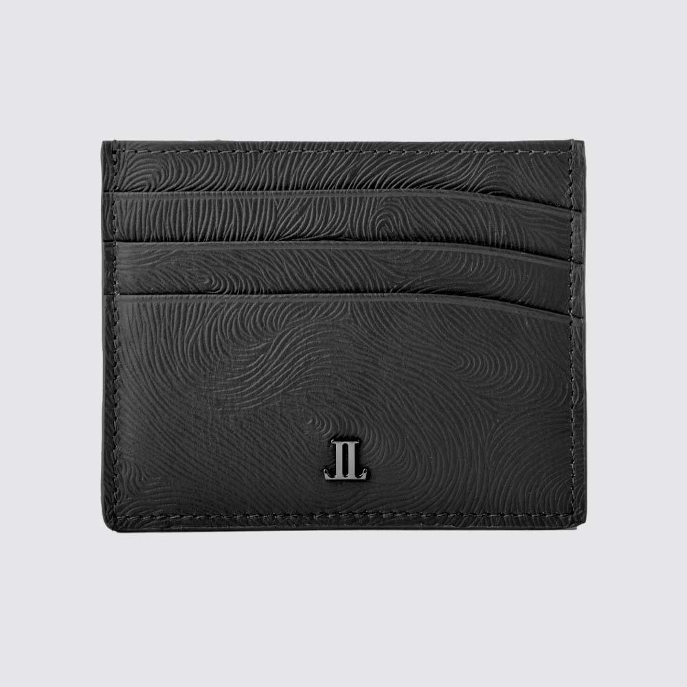 Lencia RFID Protected Lisborn Nappa(Horse Print) Pattern Leather Card Holder LMWC-16673HP-BLK Front