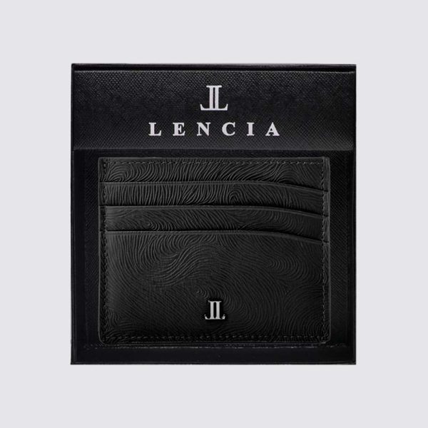 Lencia RFID Protected Lisborn Nappa(Horse Print) Pattern Leather Card Holder LMWC-16673HP-BLK With Box