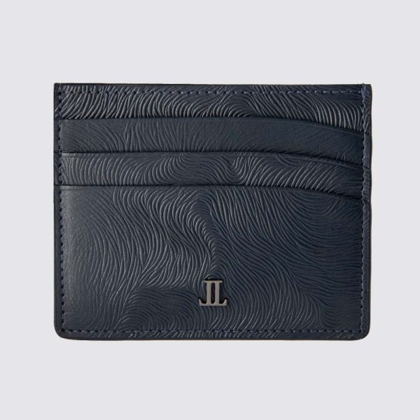 Lencia RFID Protected Lisborn Nappa(Horse Print) Pattern Leather Card Holder LMWC-16673HP-NVY Front