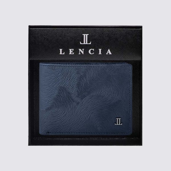 Lencia RFID Protected Lisborn Nappa(Horse Print) Pattern Men Leather Wallet LMW-16666HP-NVY With Box