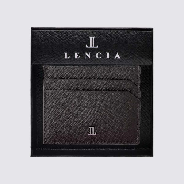 Lencia RFID Protected Saffiano Pattern Leather Card Holder LMWC-16670GS-OAK With Box
