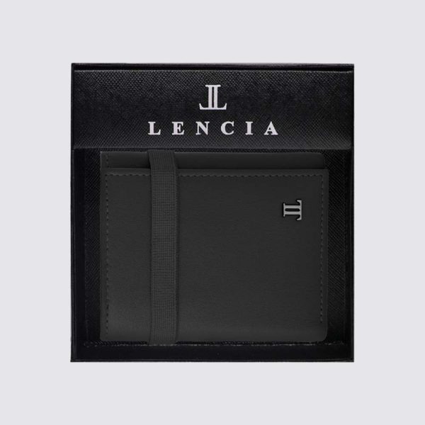 Lencia RFID Protected Scarlet Nappa Pattern Men Leather Wallet LMW-16671LSN-BLK With Box