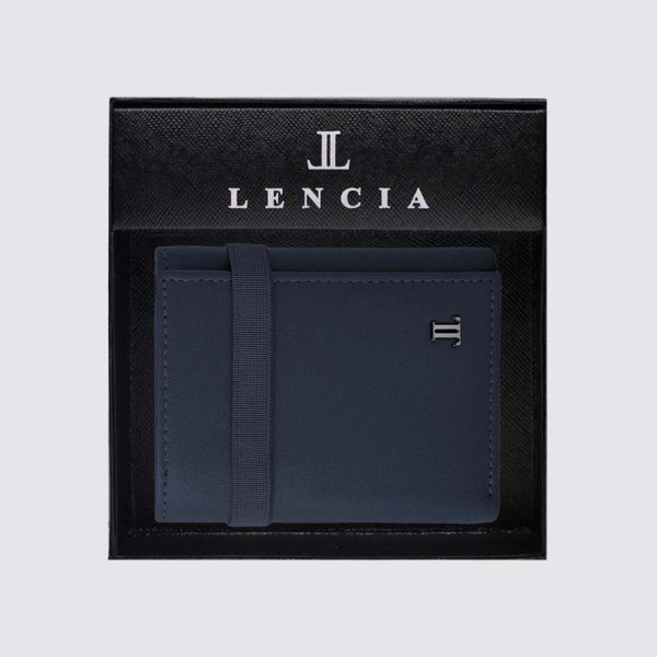 Lencia RFID Protected Scarlet Nappa Pattern Men Leather Wallet LMW-16671LSN-NVY With Box
